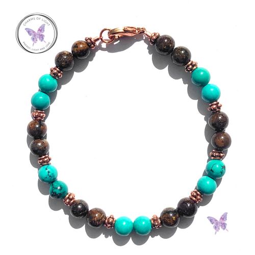 Bronzite & Turquoise Copper Bracelet